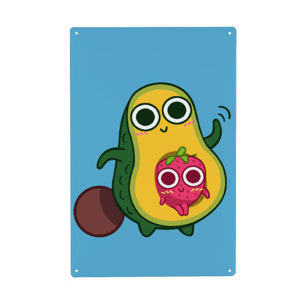 Holzbild "Avocado strawberry taxi" artboxONE - Essen & Trinken,Comic