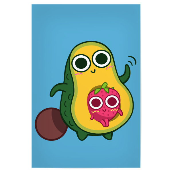Poster 30x20 cm "Avocado strawberry taxi" artboxONE - Essen & Trinken,Comic