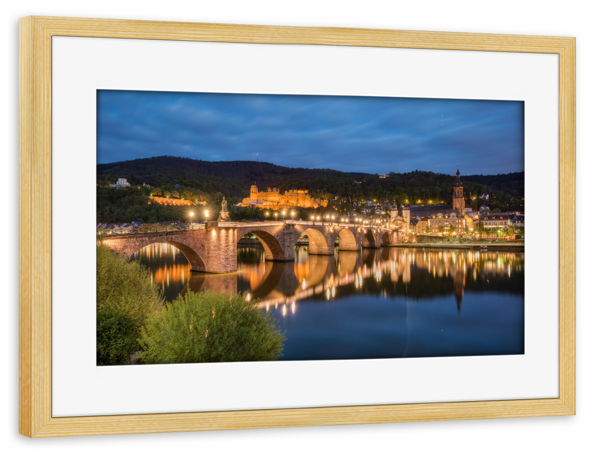 Poster mit Rahmen kiefer "Heidelberg am Abend" artboxONE - Städte,Reise,Architektur