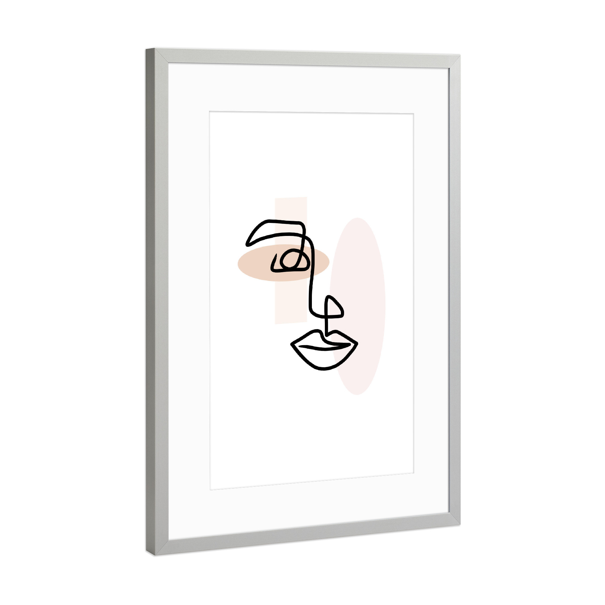 Poster mit Rahmen Silber "OneLine Abstract Face" artboxONE - Abstrakt