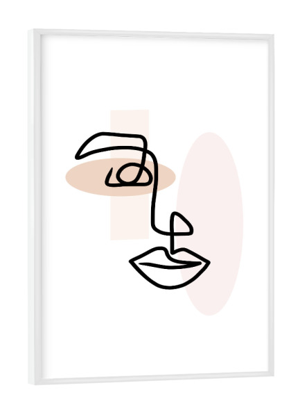 Poster mit weißem Rahmen "OneLine Abstract Face" artboxONE - Abstrakt