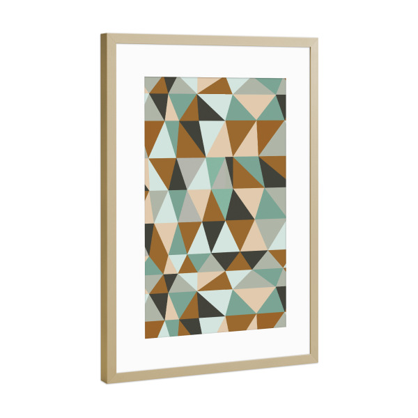 Poster mit Rahmen Gold "Irregular Terracotta Triangles" artboxONE - Geometrie,Lustig