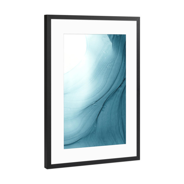 Poster mit Rahmen Schwarz (Metallic) "Bluegreen River" artboxONE - Abstrakt
