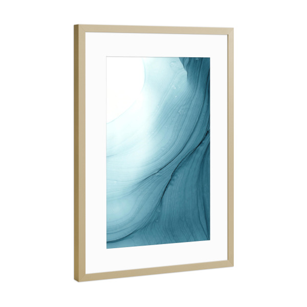 Poster mit Rahmen Gold "Bluegreen River" artboxONE - Abstrakt