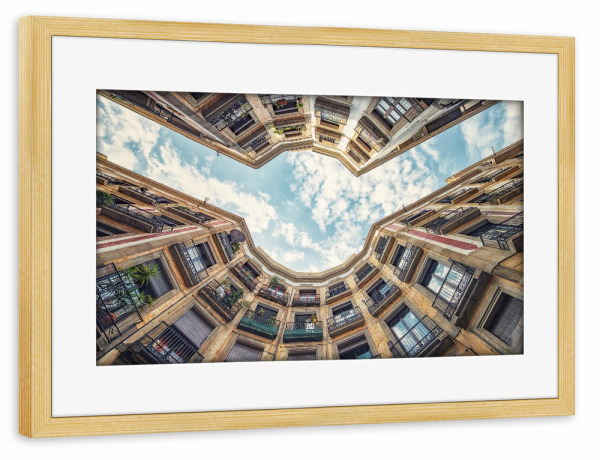Poster mit Rahmen kiefer "Barcelona street" artboxONE - Städte,Reise,Architektur,Reise / Länder,Städte / Barcelona