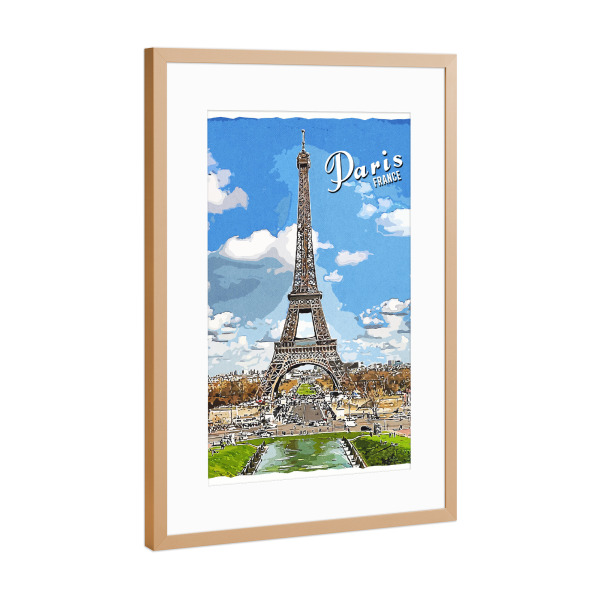 Poster mit Rahmen Kupfer "Paris Vintage Eiffelturm" artboxONE - Städte,Architektur,Städte / Paris