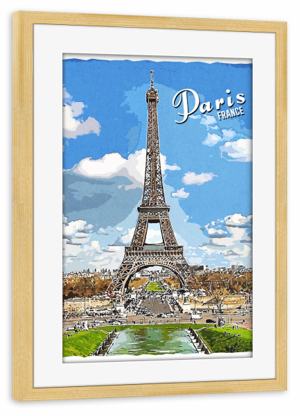 Poster mit Rahmen kiefer "Paris Vintage Eiffelturm" artboxONE - Städte,Architektur,Städte / Paris
