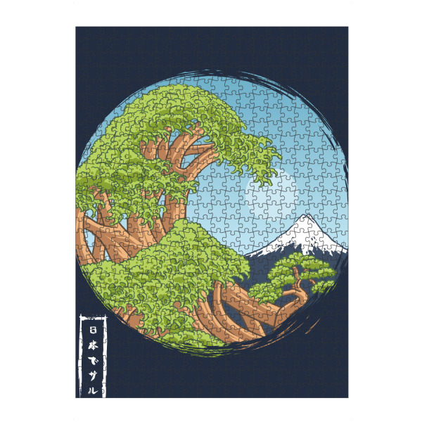 Puzzle Ravensburger "Bonsai wave" artboxONE - Natur,Städte / Tokio - Bonsai,Fujiyama,Tree,Kanji,Japanese,Wave,Baum,Natur,Nature,Comic - Bild bonsai