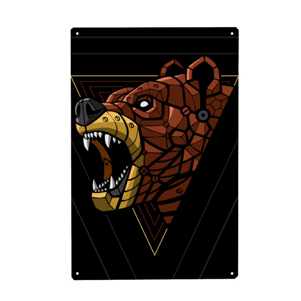 Metall Poster "Robot Bear" artboxONE - Tiere,Comic - Bear,Grizzly,Animal,Nature,Robot,Machine,Predator,Tier,Bär,Comic,Portrait - Blechschild