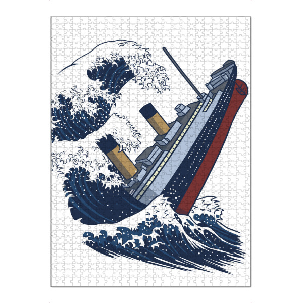 Puzzle Ravensburger "Tsunami Titanic" artboxONE - Natur,Comic - Titanic,Ship,Wave,Summer,Tsunami,Japan,Welle,Schiff,Sommer,Wellen,Waves,Comic