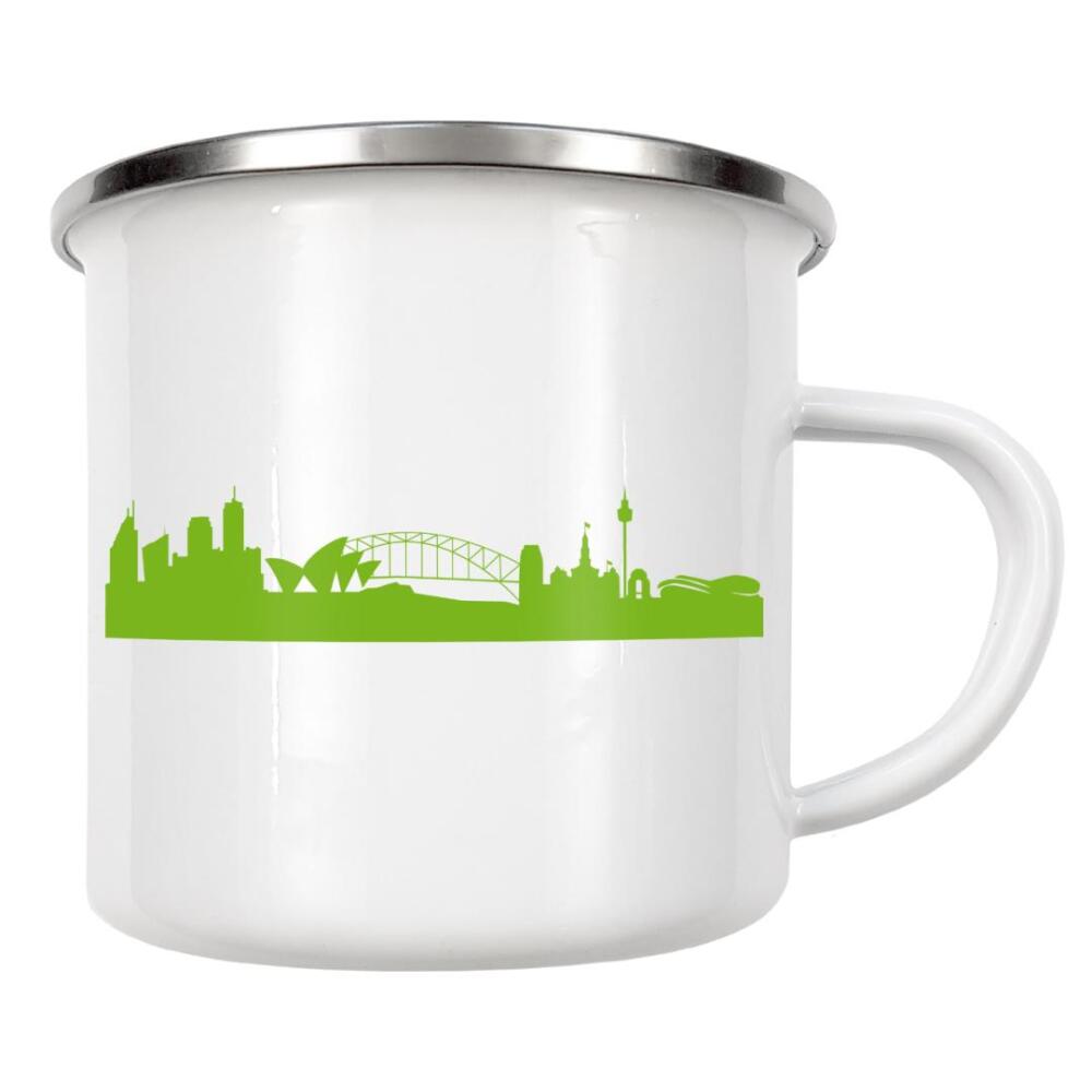 Emaille Tasse "SYDNEY 01 grüner Skyline-Print" artboxONE - Städte,Abstrakt,Architektur,Städte / Sydney