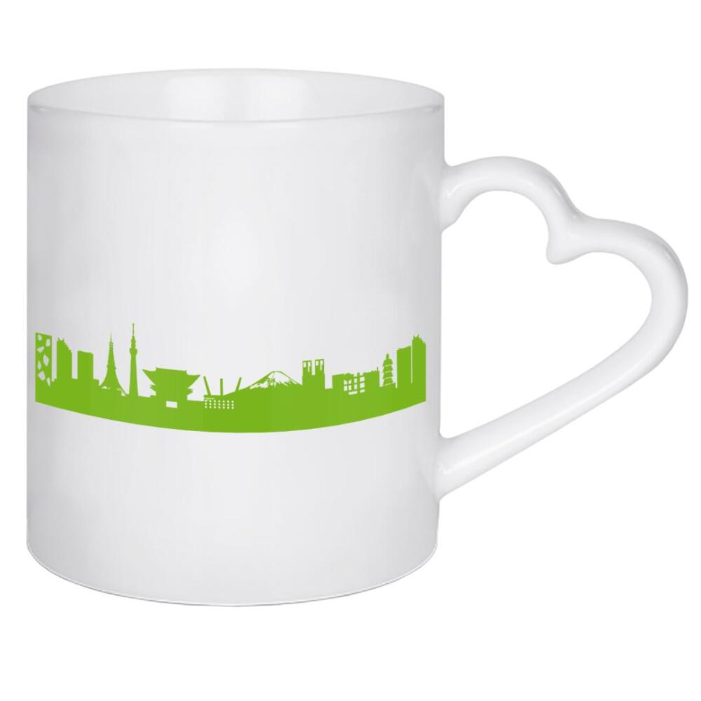 Herztasse "TOKIO 01 grüner Skyline-Print" artboxONE - Städte,Abstrakt,Architektur,Städte / Tokio