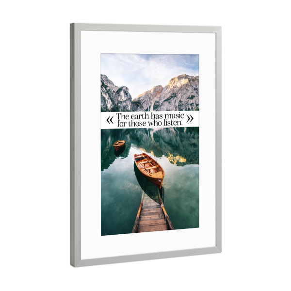 Poster mit Rahmen Silber "The earth has music" artboxONE - Typografie,Natur,Reise,Musik