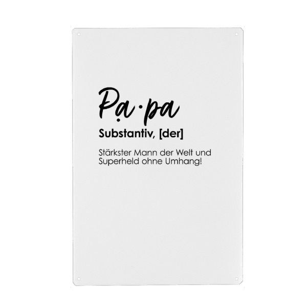 Metall Poster "Papa Definition Typo" artboxONE - Typografie,Menschen,Schwarzweiß,Liebe,Für Papa