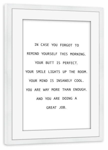 Poster mit Rahmen weiß "In case" artboxONE - Typografie,Menschen,Schwarzweiß - Positive,Mindset,Typo,Typografie,Typography,Schwarzweiß,Blackandwhite