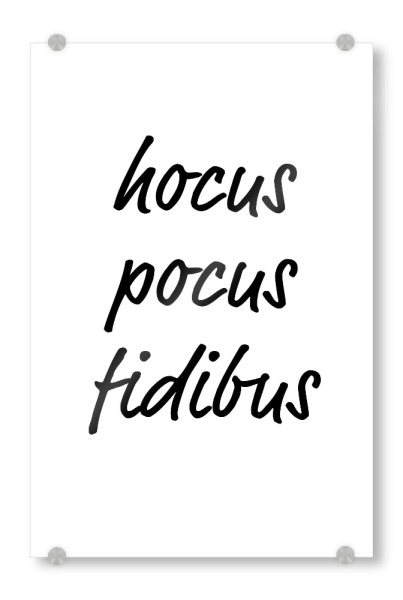 Acrylglasbild "Hocus Pocus Fidibus - Typo" artboxONE - Typografie,Schwarzweiß