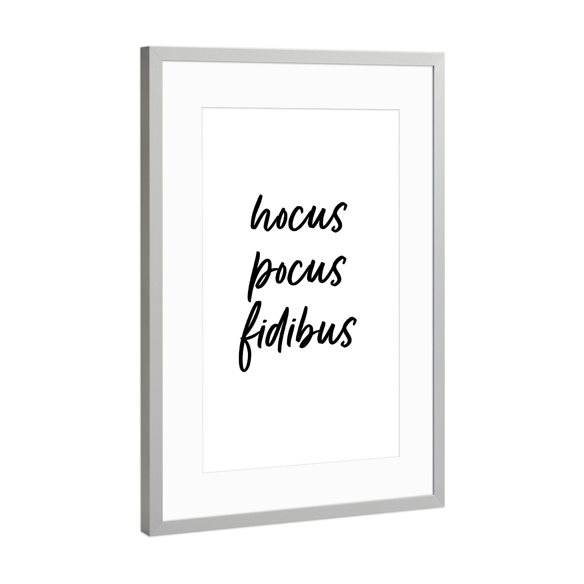 Poster mit Rahmen Silber "Hocus Pocus Fidibus" artboxONE - Typografie,Schwarzweiß,Fiktion