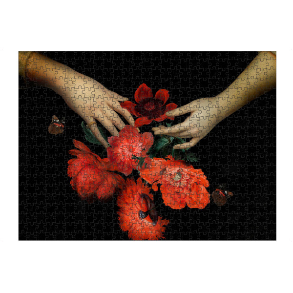 Puzzle Ravensburger "Antique Hands With Poppies" artboxONE - Floral,Menschen