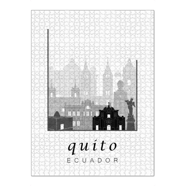 Puzzle Ravensburger "Quito skyline black and white" artboxONE - Städte,Reise,Schwarzweiß,Architektur,Kartografie