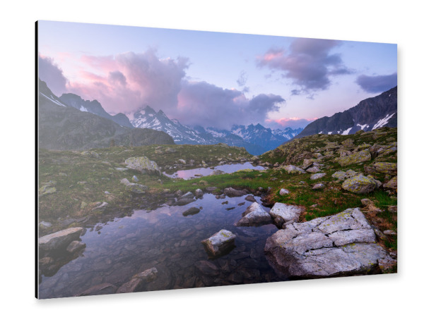 Alu-Dibond "Sunset at sustenpass" 30x20 cm artboxONE