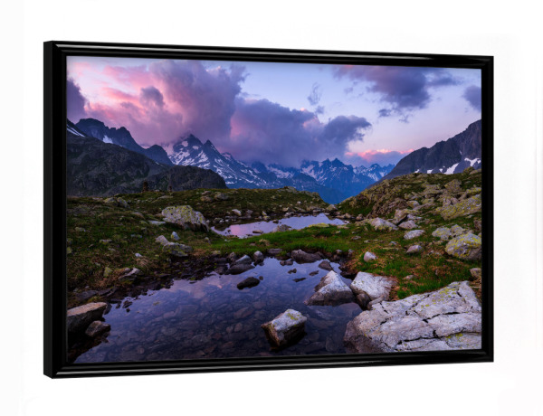 Poster mit schwarzem Rahmen "Sunset at sustenpass" artboxONE - Natur