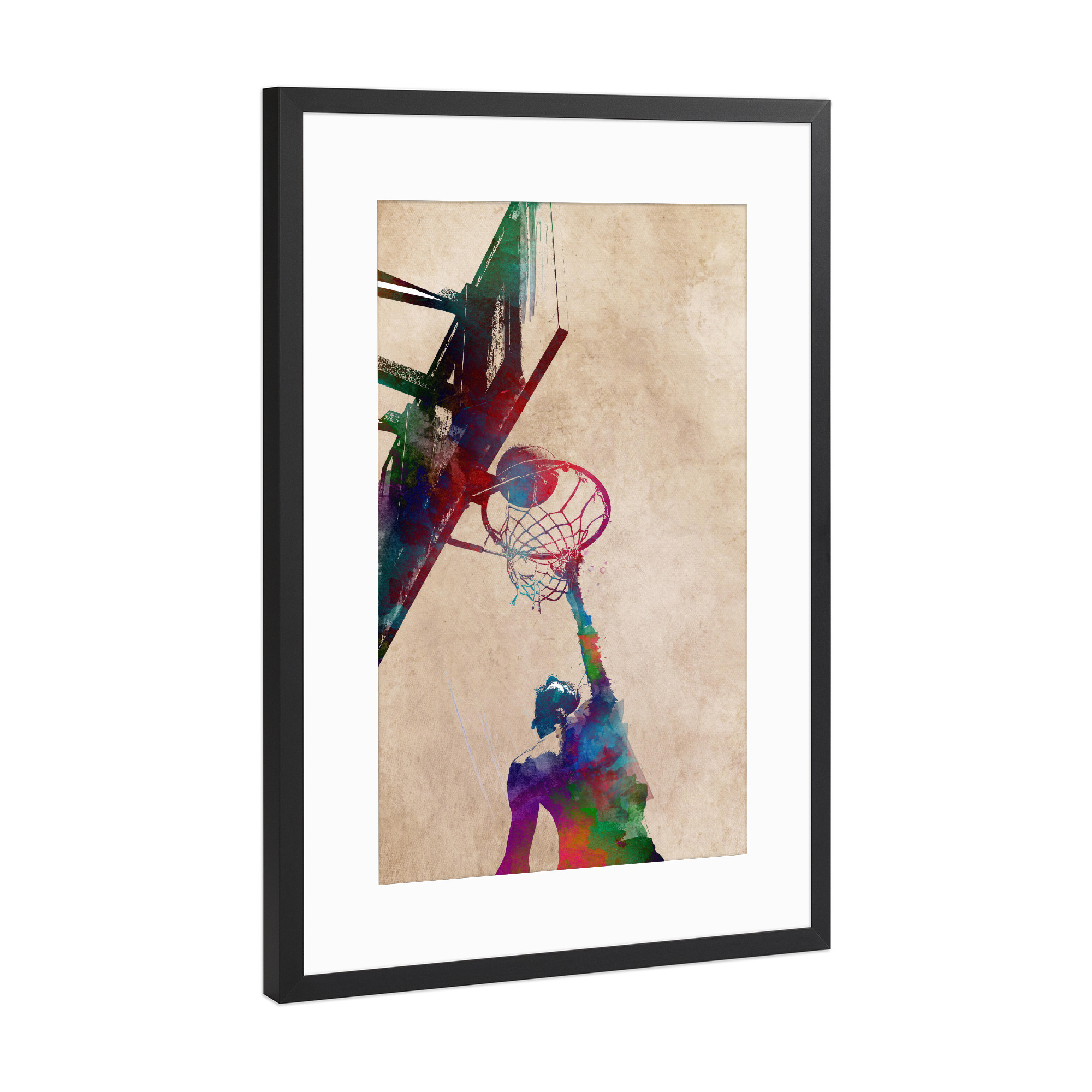 Poster mit Rahmen Schwarz (Metallic) "Basketball player" artboxONE - Sport,Sport / Motivation