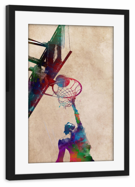 Poster mit Rahmen schwarz "Basketball player" artboxONE - Sport,Sport / Motivation