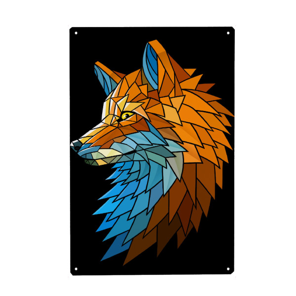 Holzbild "Fox Geometric" artboxONE - Tiere,Geometrie - Fox,Zorro,Predator,Geometric,Comic,Geometrie,Geometry,Fuchs,Tier,Animal