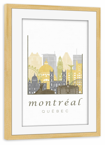 Poster mit Rahmen kiefer "Montreal City skyline desert" artboxONE - Städte,Reise,Architektur,Kartografie