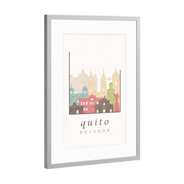Poster mit Rahmen Silber "Quito skyline pastel" artboxONE - Städte,Reise,Architektur,Kartografie
