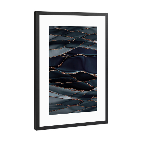 Poster mit Rahmen Schwarz (Metallic) "Black Agate Landscape" artboxONE - Abstrakt,Marmor