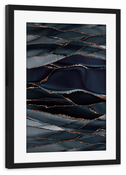 Poster mit Rahmen schwarz "Black Agate Landscape" artboxONE - Abstrakt,Marmor