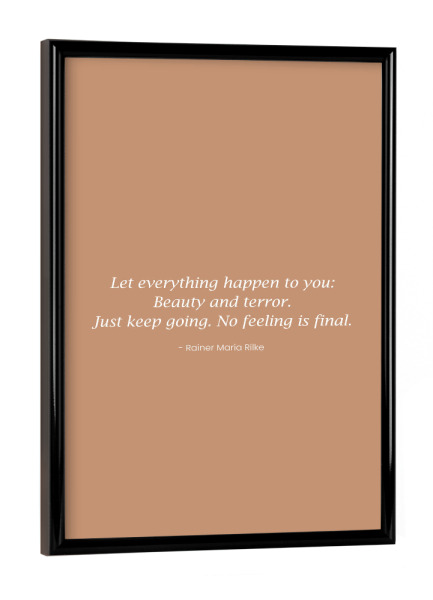 Poster mit schwarzem Rahmen "Rilke - In Beauty and Terror" artboxONE - Typografie