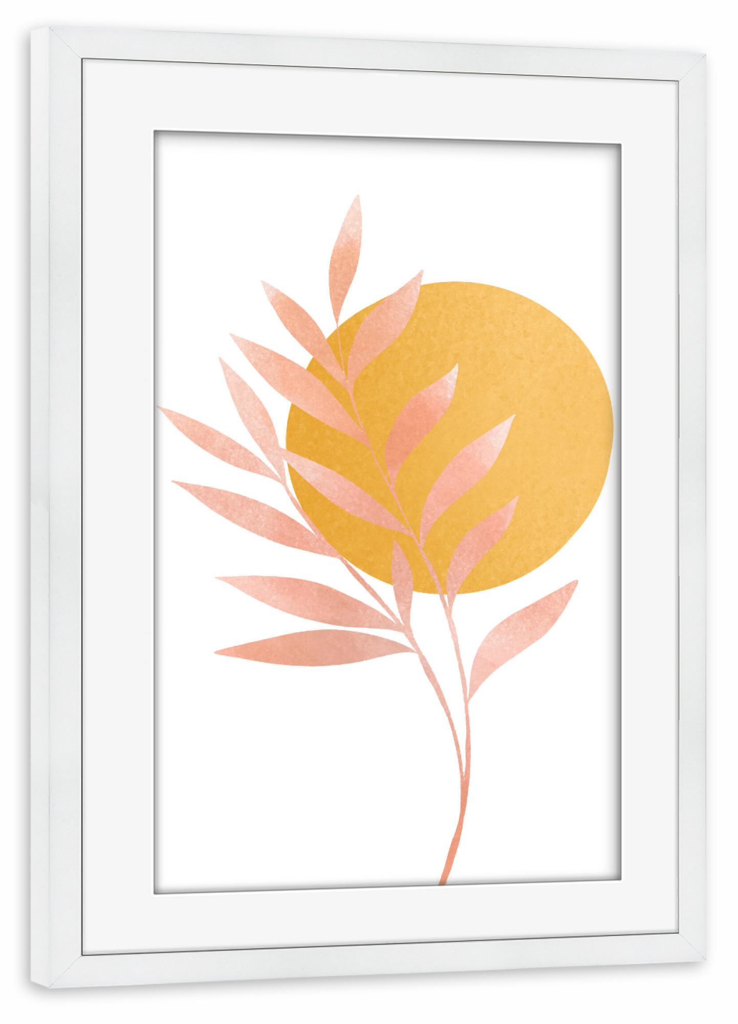 Poster mit Rahmen weiß "Branch and Gold" artboxONE - Natur,Floral