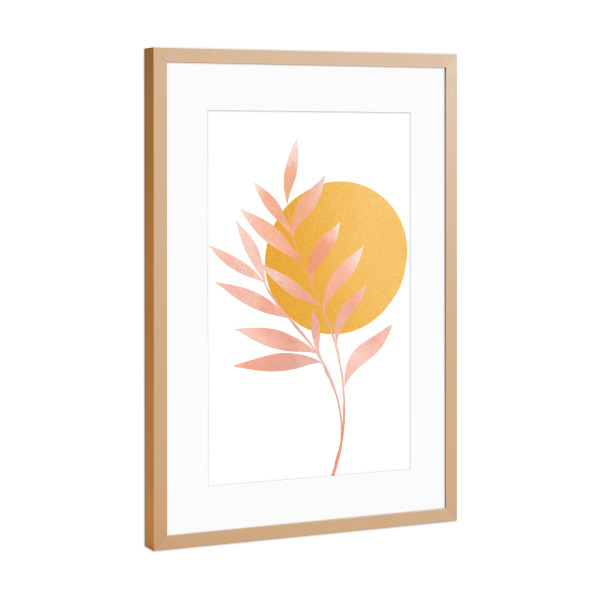 Poster mit Rahmen Kupfer "Branch and Gold" artboxONE - Natur,Floral