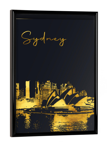 Poster mit schwarzem Rahmen "Sydney in Gold" artboxONE - Städte,Architektur,Städte / Sydney