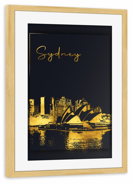 Poster mit Rahmen kiefer "Sydney in Gold" artboxONE - Städte,Architektur,Städte / Sydney