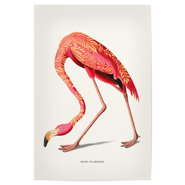 Poster 30x20 cm "Boho Flamingo vintage" artboxONE - Tiere - Animals,Vintage,Retro,Drawing,Tier,Boho,Flamingo,Vogel,Bird