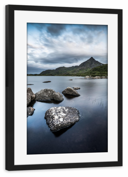 Poster mit Rahmen schwarz "Lofotensee" artboxONE - Natur