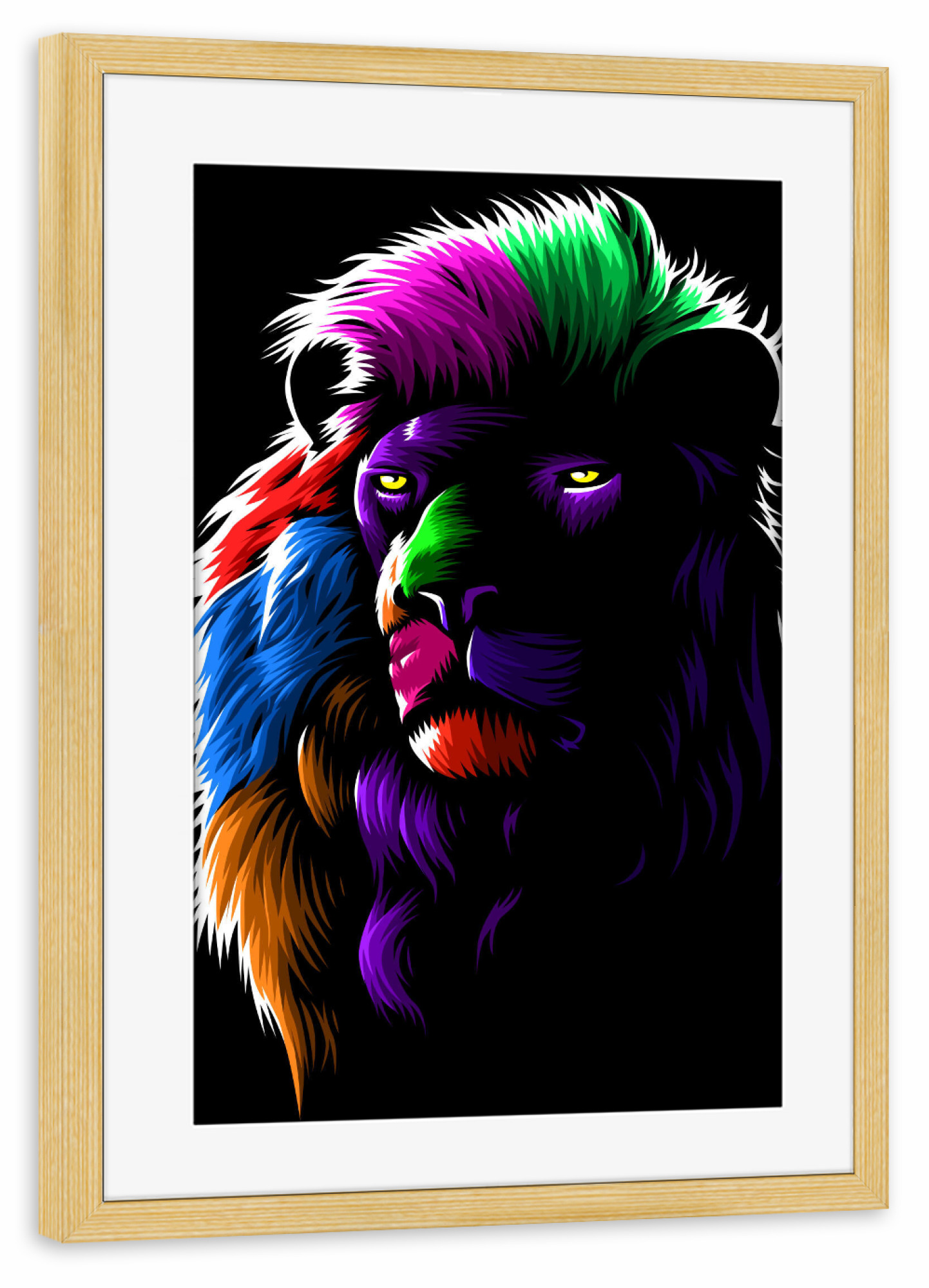 Poster mit Rahmen kiefer "Rainbow Lion" artboxONE - Tiere,Comic