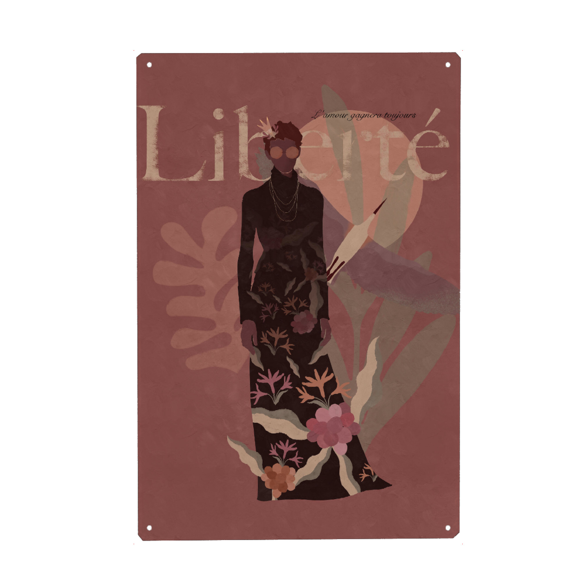 Metall Poster "Flat Woman" artboxONE - Menschen,Streetart - Flat,People,France,Illustration,Fashion woman,Fashion,Female,Woman,Frau,Girl