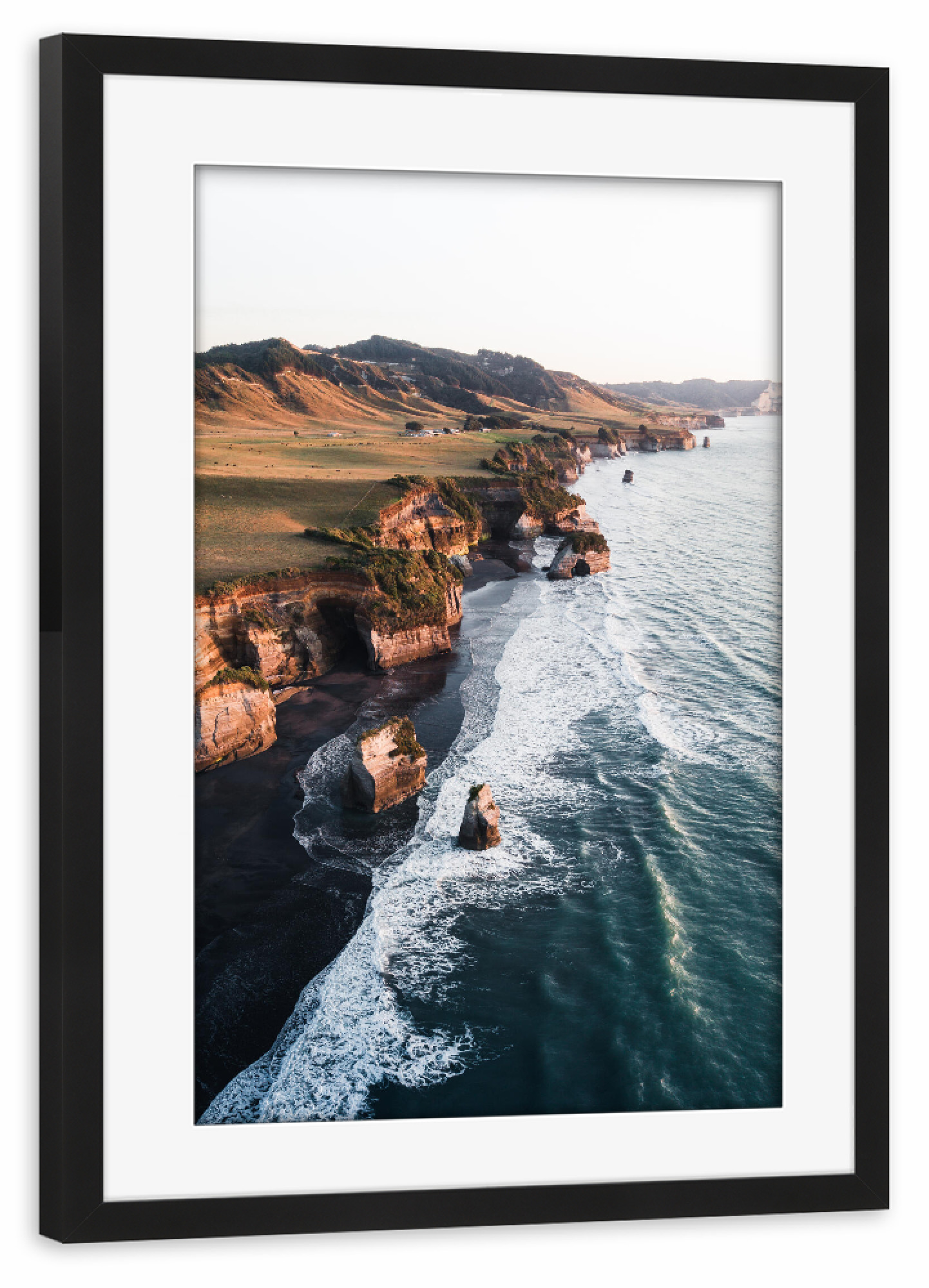 Poster mit Rahmen schwarz "Morgensonne in Neuseeland" artboxONE - Natur,Reise