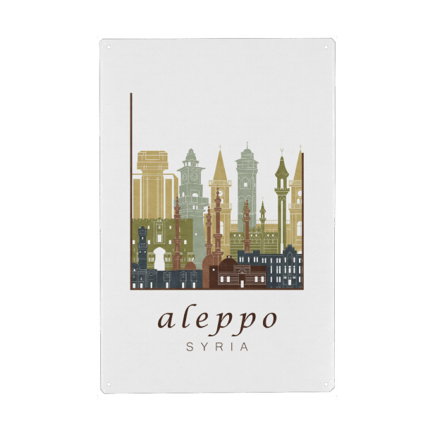 Metall Poster "Aleppo skyline light brown" artboxONE - Städte,Reise,Architektur,Kartografie