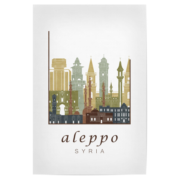 Poster 30x20 cm "Aleppo skyline light brown" artboxONE - Städte,Reise,Architektur,Kartografie