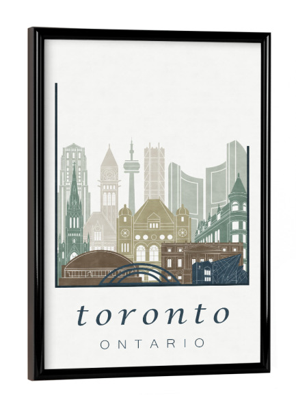 Poster mit schwarzem Rahmen "Toronto skyline light blue" artboxONE - Städte,Reise,Architektur,Kartografie