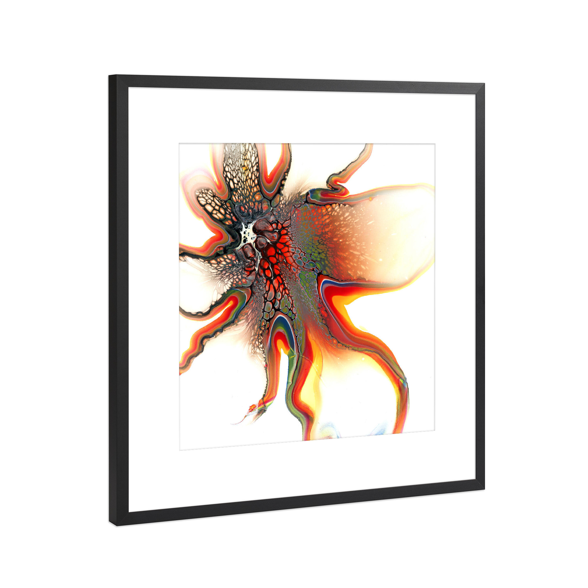 Poster mit Rahmen Schwarz (Metallic) "Bunt Flower" artboxONE - Abstrakt