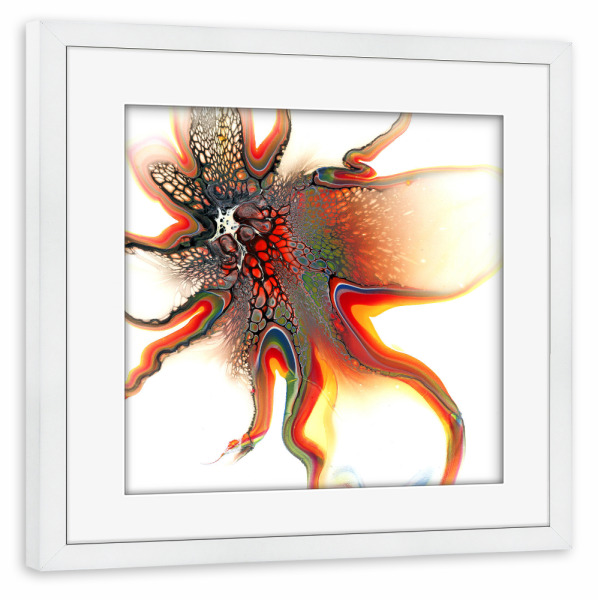 Poster mit Rahmen weiß "Bunt Flower" artboxONE - Abstrakt