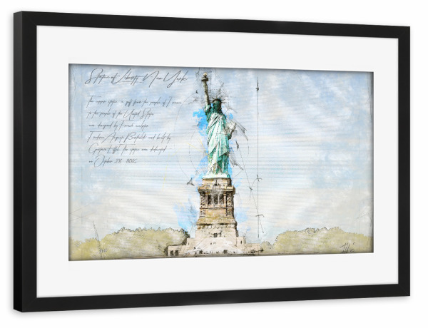 Poster mit Rahmen schwarz "Statue of Liberty, USA" artboxONE - Städte,Städte / New York,Reise,Architektur