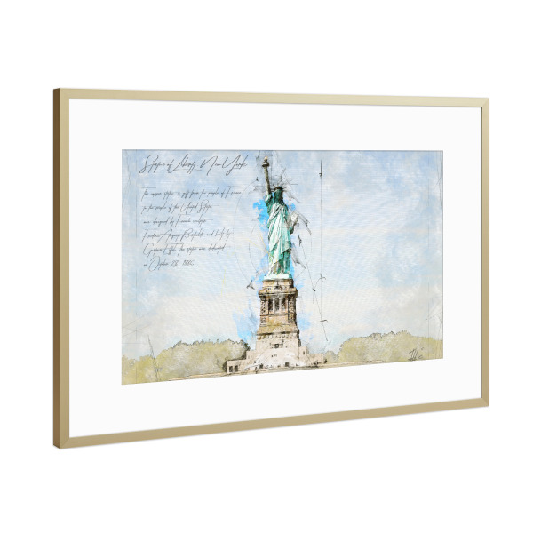 Poster mit Rahmen Gold "Statue of Liberty, USA" artboxONE - Städte,Städte / New York,Reise,Architektur