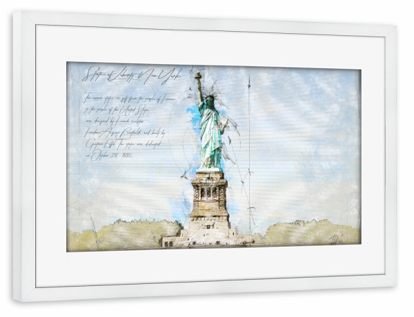Poster mit Rahmen weiß "Statue of Liberty, USA" artboxONE - Städte,Städte / New York,Reise,Architektur
